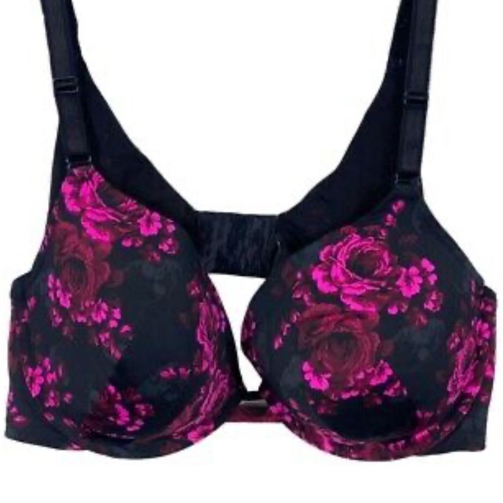 Floral Black and Pink Bra